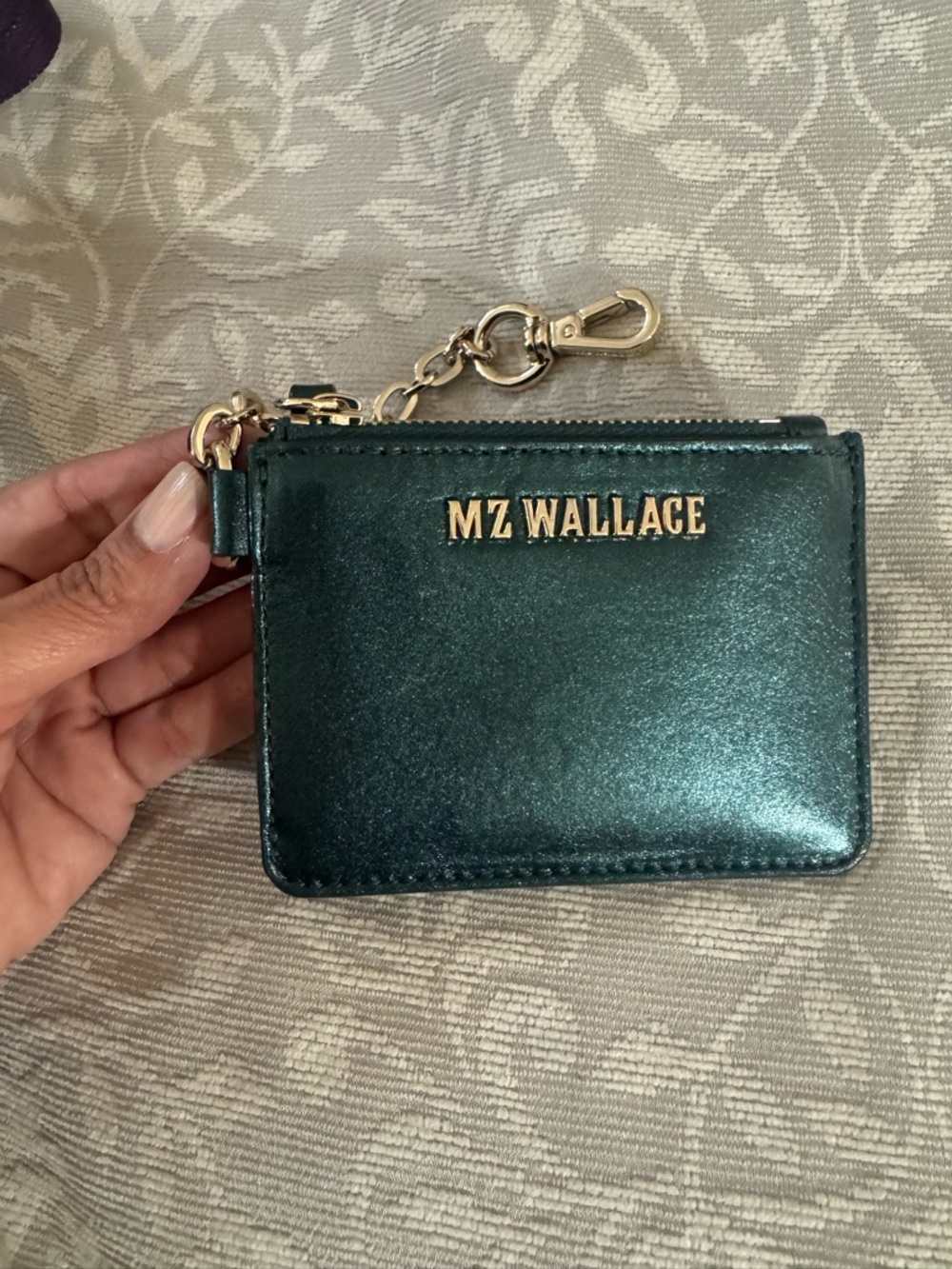 MZ Wallace Emerald Leather Card Holder